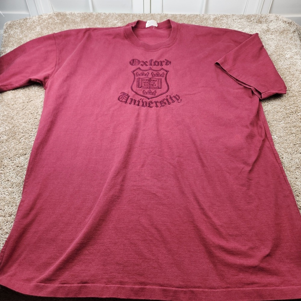 President Pro-Weight Oxford University Embroidered T-Shirt Maroon Mens XL